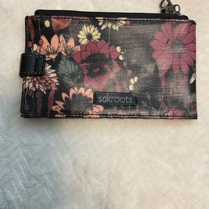 Sakroots Floral Key & Card Holder - Black and Red
